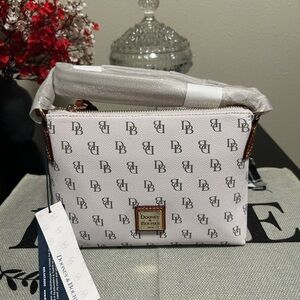 Dooney & Bourke Gretta Rosie Logo Crossbody in Bone and Brown NWT